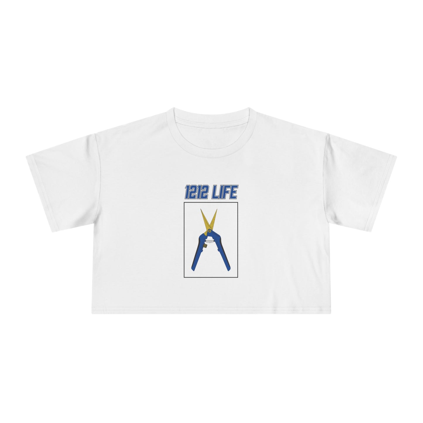 1212 LiFE Women's Blue Trimming Scissors Tribute Crop Top