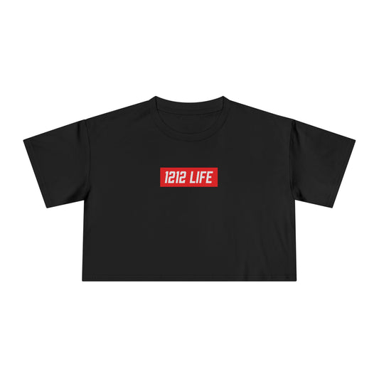 1212 LiFE Women's Red Box Logo Crop Top