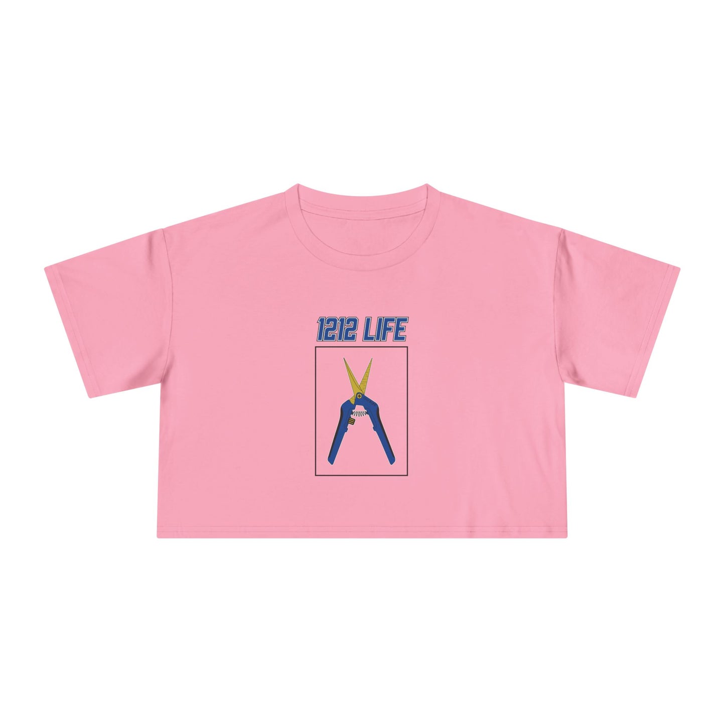 1212 LiFE Women's Blue Trimming Scissors Tribute Crop Top