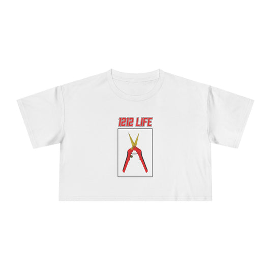 1212 LiFE Women's Red Trimming Scissors Tribute Crop Top
