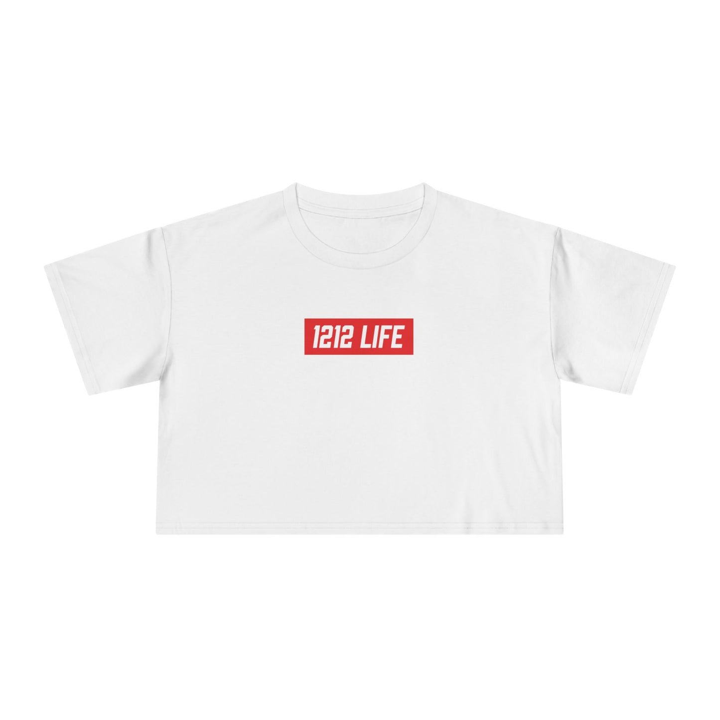 1212 LiFE Women's Red Box Logo Crop Top