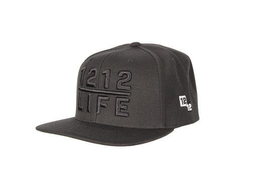 1212 LiFE Black on Black Snapback Hat