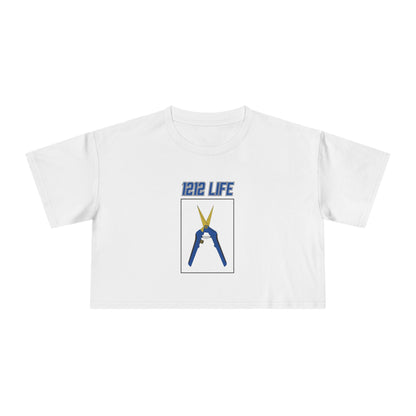 1212 LiFE Women's Blue Trimming Scissors Tribute Crop Top