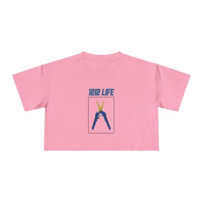 1212 LiFE Women's Blue Trimming Scissors Tribute Crop Top