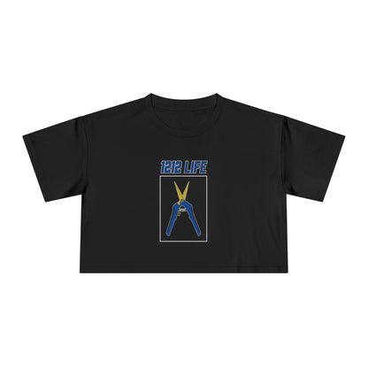 1212 LiFE Women's Blue Trimming Scissors Tribute Crop Top