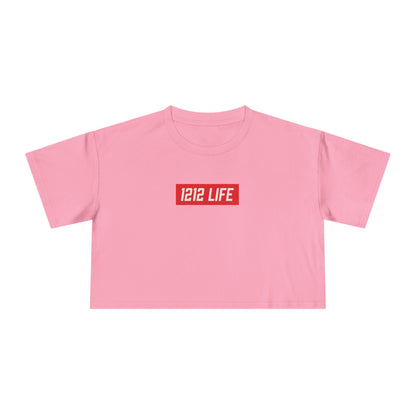 1212 LiFE Women's Red Box Logo Crop Top