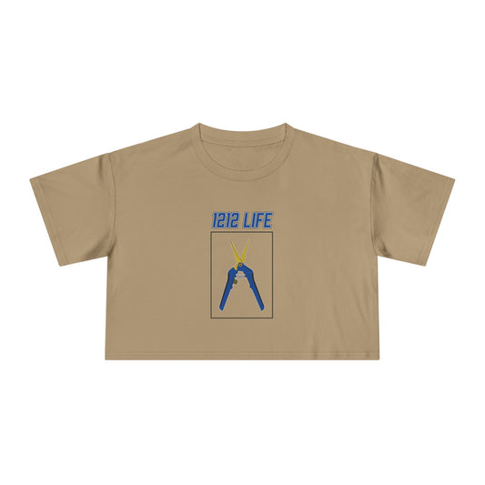 1212 LiFE Women's Blue Trimming Scissors Tribute Crop Top