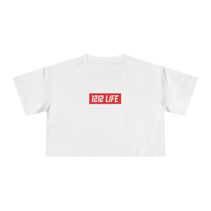 1212 LiFE Women's Red Box Logo Crop Top
