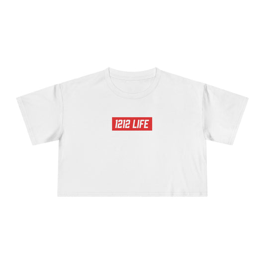 1212 LiFE Women's Red Box Logo Crop Top