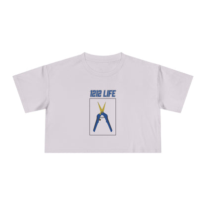 1212 LiFE Women's Blue Trimming Scissors Tribute Crop Top