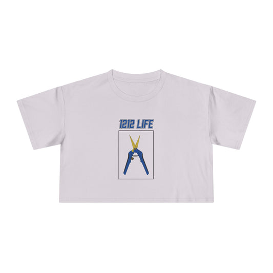 1212 LiFE Women's Blue Trimming Scissors Tribute Crop Top